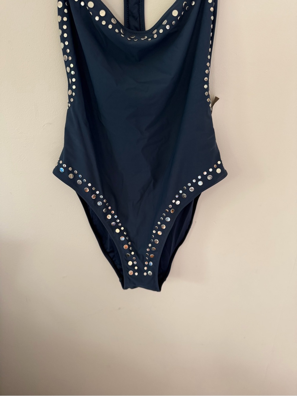 J. Crew Deep Navy One-Piece Swimsuit with Silver Stud Accents - Picture 3 of 10